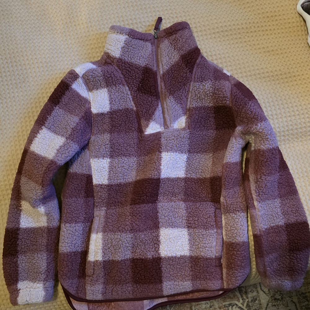 Plaid Women's Jacket in Cranberry and White